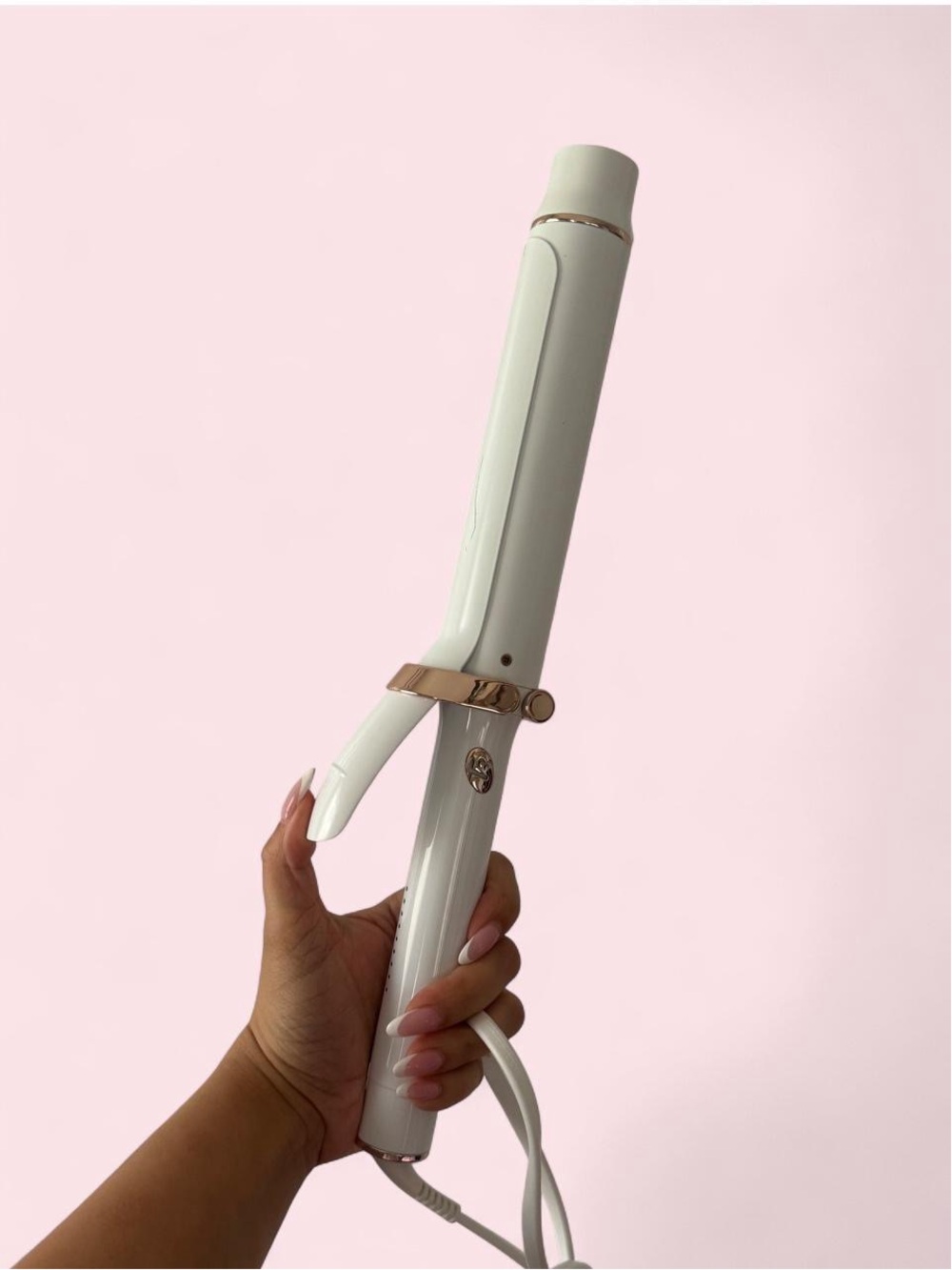 T3 1 1/2 White Curling Iron with Rose Gold Accents
